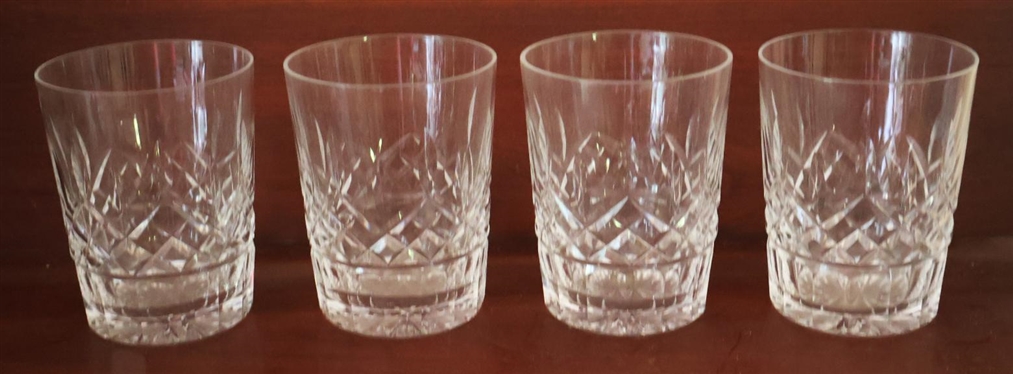 4 Waterford Crystal Lismore Double Old Fashioned Glasses  4 1/2" Tall 