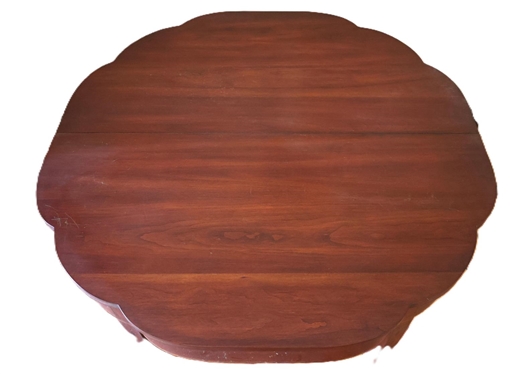 Henkel Harris Federal Style Wild Black Cherry Inlaid Game Table -Inlaid Apron and Legs - Scalloped Front - Original Tag on Bottom -  Finish No. 24 - Closed Table is 30 Tall 36 by 18 - Open Table...