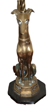 Incredible Chelesa House Brass Greyhound Floor Lamp with Onyx Stone Base - Dog is 26" tall Lamp Overall is 62" Tall 