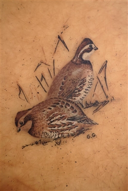 Folding Card Table with Game Birds on Top - Flying Pheasant, Quail, Grouse, and Doves - Signed G.G. - Table is 28 Tall 30 by 30 