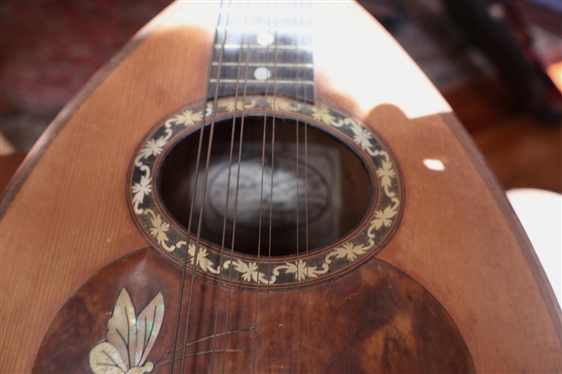 Beautiful Italian Bowl Back Mandolin - Fabrica di Stramenti armoniei Anno 1898 - Original Label Inside - Beautiful Inlay Work with Mother of Pearl Butterfly 