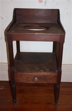 Walnut Country Primitive Washstand with Drawer - Hand Dovetailed Case -  Remnants of Original Red Paint - 34 Tall 17 1/4 by 18 