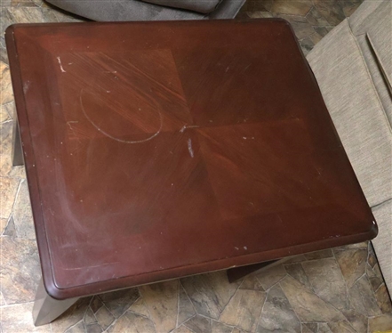 Mahogany Finish End Table - 24 tall 28 By 23 - Some Water Marks on Top 