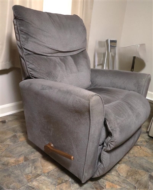 Gray La- Z - Boy Rocker Recliner - Petit Size  - Clean was Used with Seat Cover 