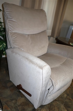 Taupe Petit La -Z- Boy Rocker Recliner - Very Clean - Used with Seat Cover 
