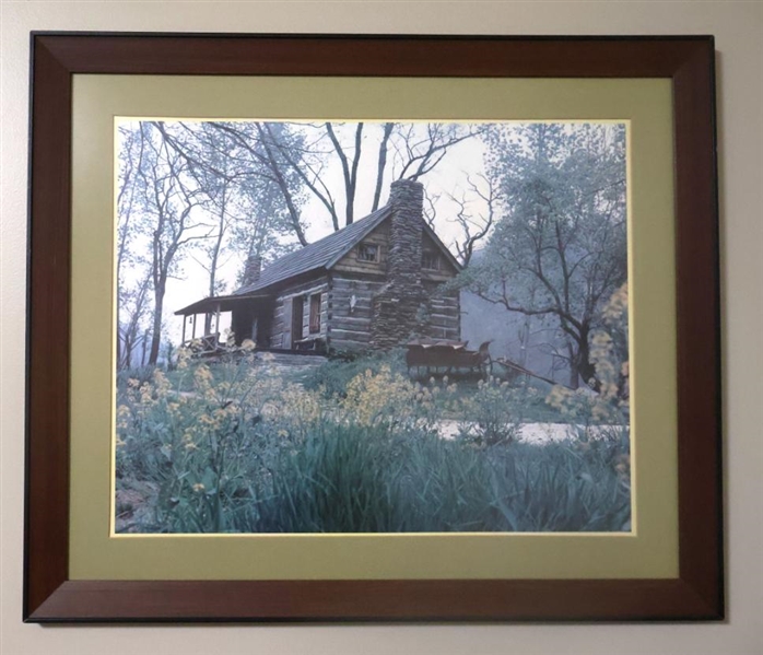 Framed Photo Print of Log Cabin Frame is 22 1/2" By 25 1/2" 