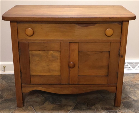 Pine Washstand with Paneled Ends and Doors - Single Drawer - 26" Tall 33" by 18" 