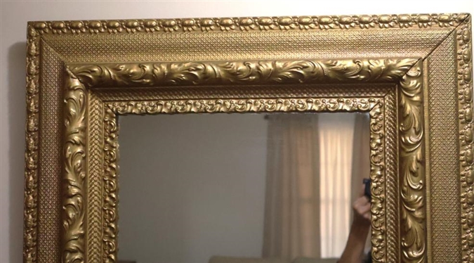 Beautiful Gold Famed Mirror with Ornate Gold Frame - Frame is 31 1/4 By 27 1/4