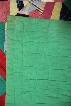 Beautiful Antique Star Pattern Quilt - Hand Pieced and Quilted - Very Thin - 82 By 65 